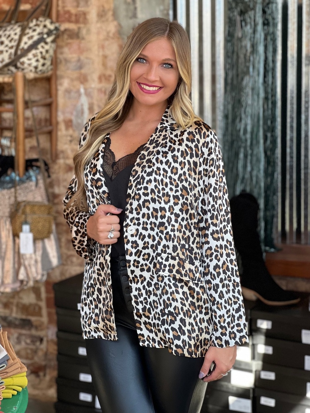 Jodifl Leopard Print Blazer Small One Button Mobwife Coastal Cowgirl Y2K Revival